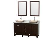 60 in. Double Bathroom Vanity with Mirror in Espresso