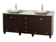 80 in. Double Bathroom Vanity with Avalon Ivory Marble Sinks