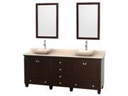 Modern Double Bathroom Vanity with Avalon Ivory Marble Sink