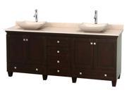 Double Bathroom Vanity with Avalon Ivory Marble Sinks
