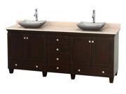 80 in. Double Bathroom Vanity with White Carrera Marble Sinks