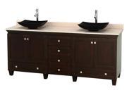 80 in. Double Bathroom Vanity with Black Granite Sinks