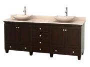 80 in. Double Bathroom Vanity with Ivory Marble Sinks
