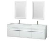 Double Bathroom Vanity with Resin Countertop in Gloss White