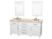 72 in. Double Bathroom Vanity with Ivory Marble Top in White
