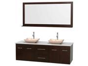 Double Bathroom Vanity Set in Espresso with Two Drawers