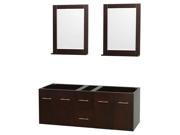 2 Drawers Double Bathroom Vanity with Mirror in Espresso