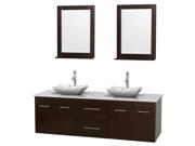72 in. Double Bathroom Vanity Set in Espresso with Two Drawers