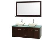 Double Bathroom Vanity with Green Glass Countertop