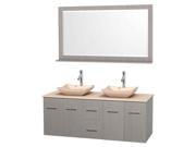 Double Bathroom Vanity Set with Avalon Ivory Marble Sink
