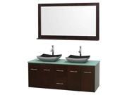 2 Drawers Bathroom Vanity with Green Glass Countertop