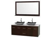60 in. Bathroom Vanity with White Carrera Marble Countertop