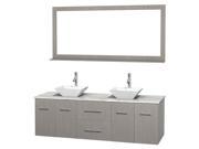 Contemporary 72 in. Bathroom Vanity Set in Gray Oak