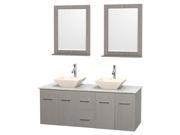 60 in. Double Bathroom Vanity Set in Gray Oak