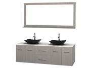 Modern Double Bathroom Vanity Set in Gray Oak