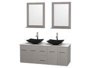 60 in. Double Bathroom Vanity with Arista Black Granite Sinks