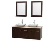 60 in. Bathroom Vanity with Ivory Marble Countertop and Mirror