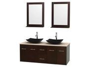 Double Bathroom Vanity with Countertop and Mirror in Espresso