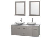 Double Bathroom Vanity with Arista White Carrera Marble Sinks