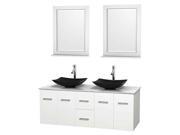 60 in. Double Bathroom Vanity Set with Black Granite Sinks