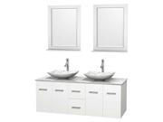60 in. Double Bathroom Vanity in White with Countertop