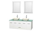 60 in. Double Bathroom Vanity Set with Pyra Bone Porcelain Sinks