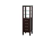 Wyndham Collection Fiona Bathroom Linen Tower in Espresso with Shelved Cabinet Storage and 4 Drawers