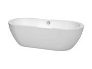 Wyndham Collection Soho 72 inch Freestanding Bathtub in White with Brushed Nickel Drain and Overflow Trim