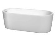 Wyndham Collection Ursula 67 inch Freestanding Bathtub in White with Polished Chrome Drain and Overflow Trim