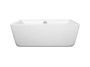 Wyndham Collection Laura 59 inch Freestanding Bathtub in White with Brushed Nickel Drain and Overflow Trim