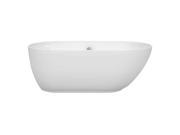 Wyndham Collection Melissa 60 inch Freestanding Bathtub in White with Polished Chrome Drain and Overflow Trim