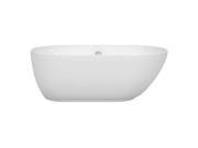 Wyndham Collection Melissa 60 inch Freestanding Bathtub in White with Brushed Nickel Drain and Overflow Trim