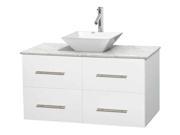 42 in. Eco friendly Single Bathroom Vanity in White with Pyra White Porcelain Sink