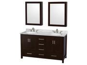 60 in. Eco friendly Double Sink Bathroom Vanity in Espresso