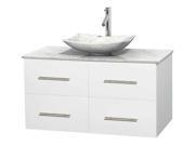 42 in. Eco friendly Single Sink Bathroom Vanity with White Carrera Marble Countertop
