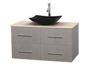 42 in. Eco friendly Single Bathroom Vanity in Gray Oak with Arista Black Granite Sink