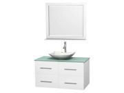 Eco friendly Single Vanity in White with Arista White Carrera Marble Sink