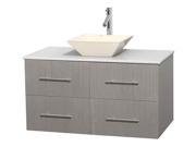42 in. Eco friendly Single Bathroom Vanity with White Man Made Stone Countertop
