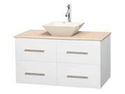 Eco friendly Single Bathroom Vanity in White with Ivory Marble Countertop