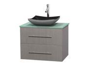 Single Bathroom Vanity with Black Granite Sink in Gray Oak