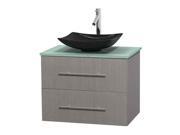 Bathroom Vanity with Black Granite Sink in Gray Oak