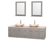 80 in. Double Bathroom Vanity Set in Gray Oak