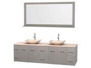 Double Bathroom Vanity Set with 70 in. Mirror in Gray Oak