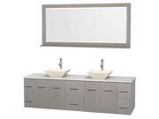 80 in. Double Bathroom Vanity Set with Pyra Bone Porcelain Sink