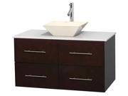 42 in. Bathroom Vanity in Espresso with White Stone Countertop