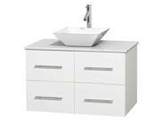 36 in. Bathroom Vanity in White with Stone Countertop