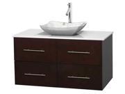 Bathroom Vanity in Espresso with White Man Made Countertop