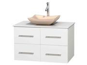 Contemporary Bathroom Vanity in White with Stone Countertop
