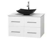 36 in. Bathroom Vanity in White with Man Made Stone Countertop