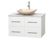 Contemporary Bathroom Vanity in White with Man Made Countertop